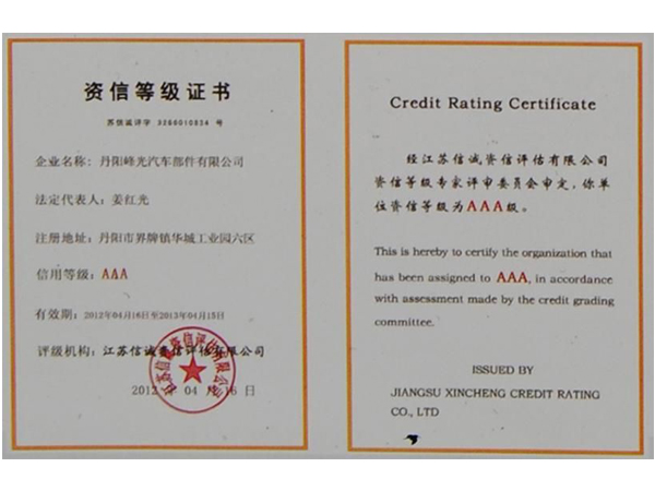 Credit Rating Certificate